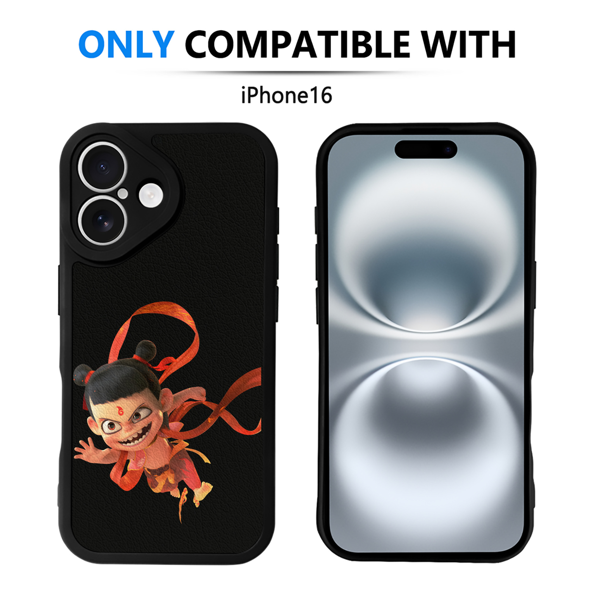 （画像用） Ne Zha 2 ナタ 魔童の大暴れ 【iPhone 16シリーズ対応】シリコンスマホケース（レザー調） 材質：シリコン